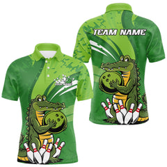 Maxcorners Custom Funny Alligator Bowling Tournament Team Jerseys, Alligator Bowling Men Polo Shirt TU2309