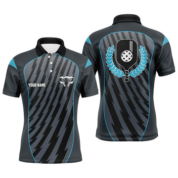 Maxcorners Custom Blue Pickleball Polo Shirts For Men, Outdoor Pickleball Jerseys