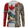 Maxcorners Bass Fishing Canada Flag Customize Name UV protection long sleeves fishing shirt LM0201