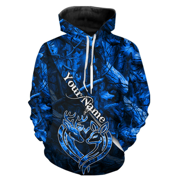 Maxcorners Love hunting deer blue camo personalized deer shirts, deer hunting Shirts  LM2608