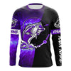 Maxcorners Bass Fishing tattoo purple galaxy black Custom performance UV protection long sleeve fishing shirts LM0201