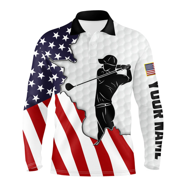 Maxcorner Customized Name American Flag Patriotic Golf 3D Polo Shirt