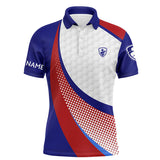 Maxcorner Customized Name Red White And Blue Golf 3D Polo Shirt