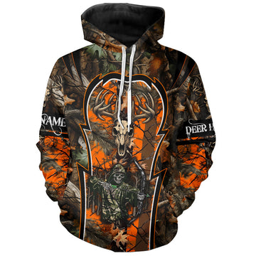 Maxcorners Deer Hunting orange camo Custom Name 3D All over print shirts, personalized deer hunting apparel LM2608
