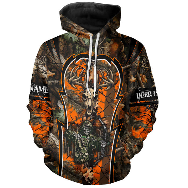 Maxcorners Deer Hunting orange camo Custom Name 3D All over print shirts, personalized deer hunting apparel LM2608