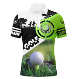 Maxcorner Customized Name Green Black Golf Balls 3D Polo Shirt