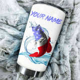 Maxcorners Bass Fishing American flag patriotic Stainless Steel Fishing Tumbler Customize Name