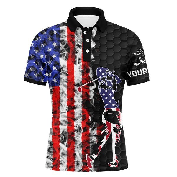 Maxcorner Customized Name American Flag Golf 3D Polo Shirt