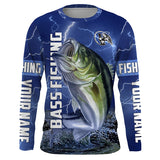 Maxcorners Customized Name Bass Fishing Blue Lightning Jerseys