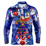 Maxcorners Blue Christmas Pattern Customized Name And Team Name 3D Shirt