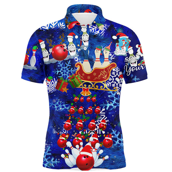 Maxcorners Blue Christmas Pattern Customized Name And Team Name 3D Shirt