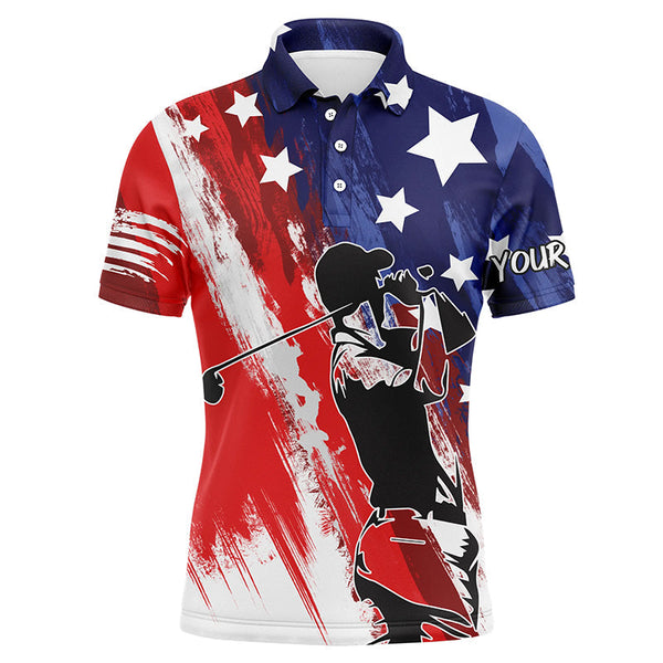 Maxcorner Customized Name American Flag Golf 3D Polo Shirt