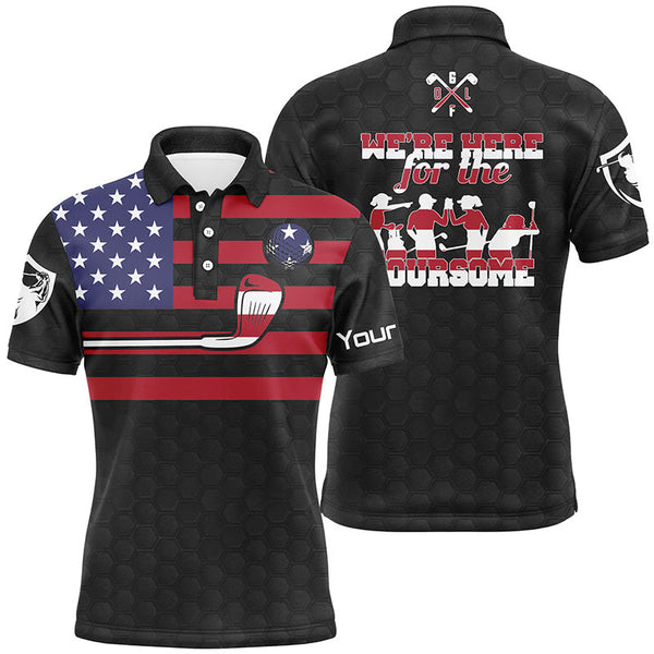 Maxcorner Customized Name Golf Black American Flag 3D Polo Shirt