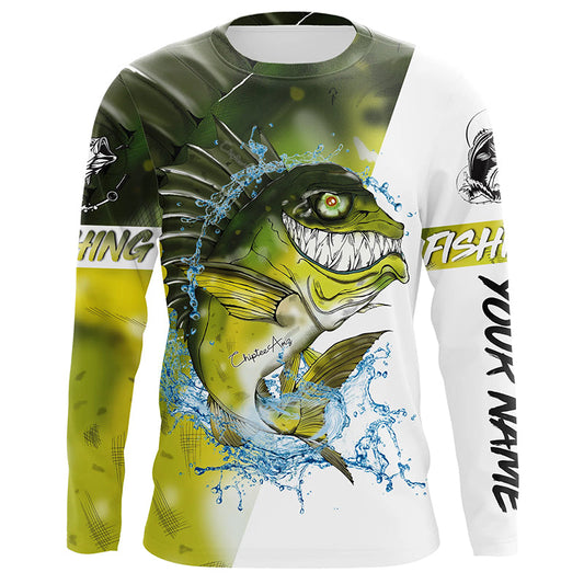 Maxcorners Angry Bass fishing Custom sun protection Long sleeve Fishing Shirts, Personalized Bass Fishing jerseys LM0201