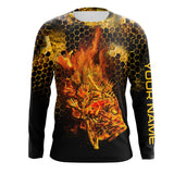 Maxcorners Flaming Fire Fishing Customize Name 3D Shirt