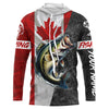 Maxcorners Custom Canadian Flag Bass Fishing Jerseys, Bass patriotic performance Fishing Shirts | Long sleeve LM0201