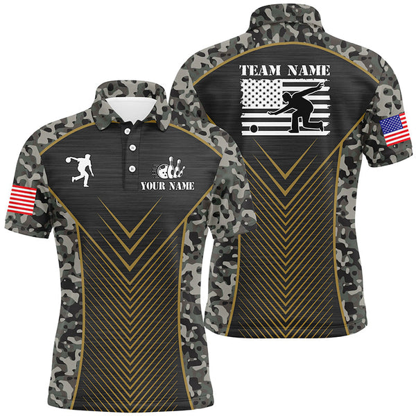 Maxcorners Green Camo American Flag Customized Name And Team Name 3D Shirt