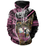 Maxcorners Deer Hunting Pink Camo Custom Name 3D All over print shirts, personalized hunting appare LM2608