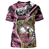 Maxcorners Deer Hunting Pink Camo Custom Name 3D All over print shirts, personalized hunting appare LM2608