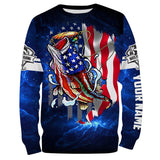 Maxcorners Personalized Bass Fishing 3D American Flag Patriotic Hoodie