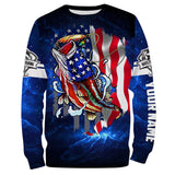 Maxcorners Personalized Bass Fishing 3D American Flag Patriotic Shirts