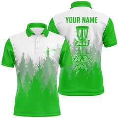 Maxcorners Disc golf hole in the woods Men polo shirts custom name disc golf polo shirts for men | Green MT0510