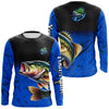 Maxcorners Custom blue Largemouth Bass Fishing Jerseys, personalized bass fishing tournament Long sleeve shirt LM0201