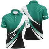 Maxcorner Customized Name Green And White Golf 3D Polo Shirt