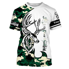 Maxcorners Deer hunting tattoos green camo custom name all over print hunting Shirts - Hunting gifts for him LM2608