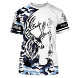 Maxcorners Deer hunting tattoos blue camo custom name all over print hunting Shirts - Hunting gifts for him LM2608