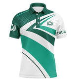 Maxcorner Customized Name Green And White Golf 3D Polo Shirt