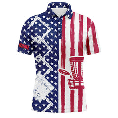 Maxcorners Mens disc golf polo shirt custom name American flag patriot disc golf, personalized disc golf gifts MT0510