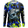 Maxcorners Striped bass fishing green blue camo Custom UV protection performance long sleeve fishing jerseys MT2108