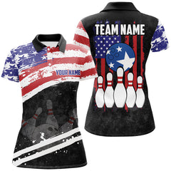 Maxcorners Retro American Flag Bowling Jersey Customized Name, Team Name 3D Shirt