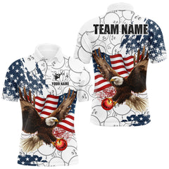 Maxcorners Red, White, Blue American Flag Eagle Men Bowling Shirts Custom Patriotic Camo Bowling Team Jersey TU0212