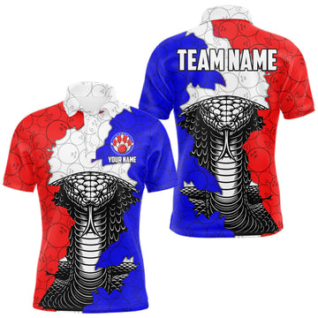 Maxcorners Personalized Red, White and Blue Cobra Snake Bowling Team Shirts For Men, Patriotic Bowling Jerseys