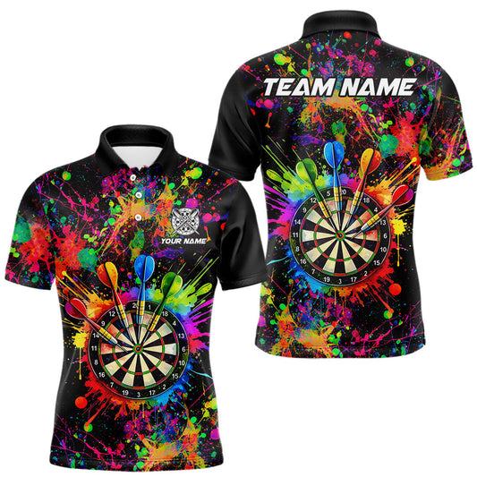 Maxcorners Colorful watercolor Dartboard Shirt for mens Custom Dart jerseys for team, dart league shirts