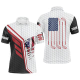 Maxcorner Customized Name American Flag Golf Clubs White 3D Polo Shirt