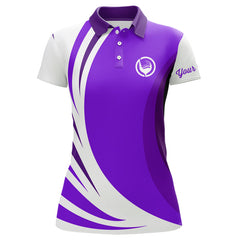 Maxcorners Mens polo golf shirts custom name purple and white golf shirt, team golf shirts mens