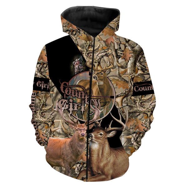 Maxcorners Custom Name Country Girl Hunting Camouflage Shirt 3D All Over Printed Clothes