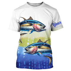 Maxcorners Tuna Fishing Customize Name Scales Long Sleeve Fishing Shirts, Personalized Tuna Fishing Gift LM2408