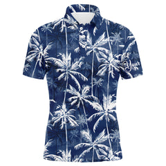 Maxcorners Golf Tropical Background Blue Watercolor Palms Customized Name 3D Polo Shirt Unisex