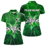 Maxcorners Men's Bowling Shirts Custom Green Lightning Thunder Bowling Team Jersey, gift for team Bowlers MT0609