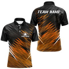 Maxcorners Orange and Black Bowling Shirts For Men Custom Name and Team name Bowling Jerseys Bowlers Outfit TU0411