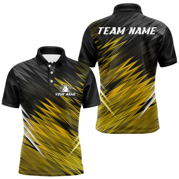Maxcorners Yellow and Black Bowling Shirts For Men Custom Name and Team name Bowling Jerseys Bowlers Outfit TU0411