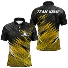 Maxcorners Yellow and Black Bowling Shirts For Men Custom Name and Team name Bowling Jerseys Bowlers Outfit TU0411