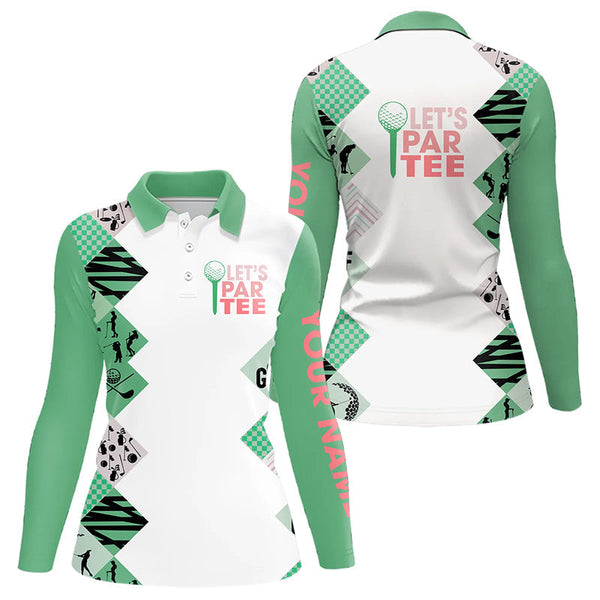 Maxcorners Green and White Women golf polo shirts custom Let's par tee golf tops for ladies golfing gifts jersey