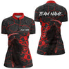 Maxcorners Men Darts Polo, Quarter Zip Shirts Custom Black And Red Reaper Skull Darts Team Jerseys, Darts Gifts