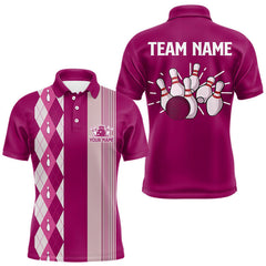 Maxcorners Retro Pink argyle pattern Bowling shirts For Men custom bowling team jerseys Bowler Outfits MT0708