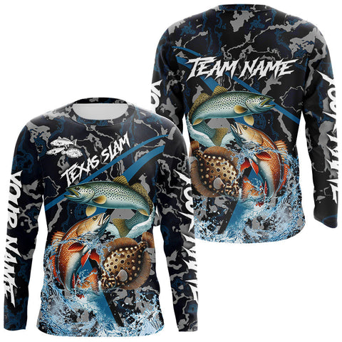 Maxcorners Texas Slam Fishing Camo Long Sleeve Fishing Shirts, Personalized Inshore Slam Fishing Team Jersey LM1610